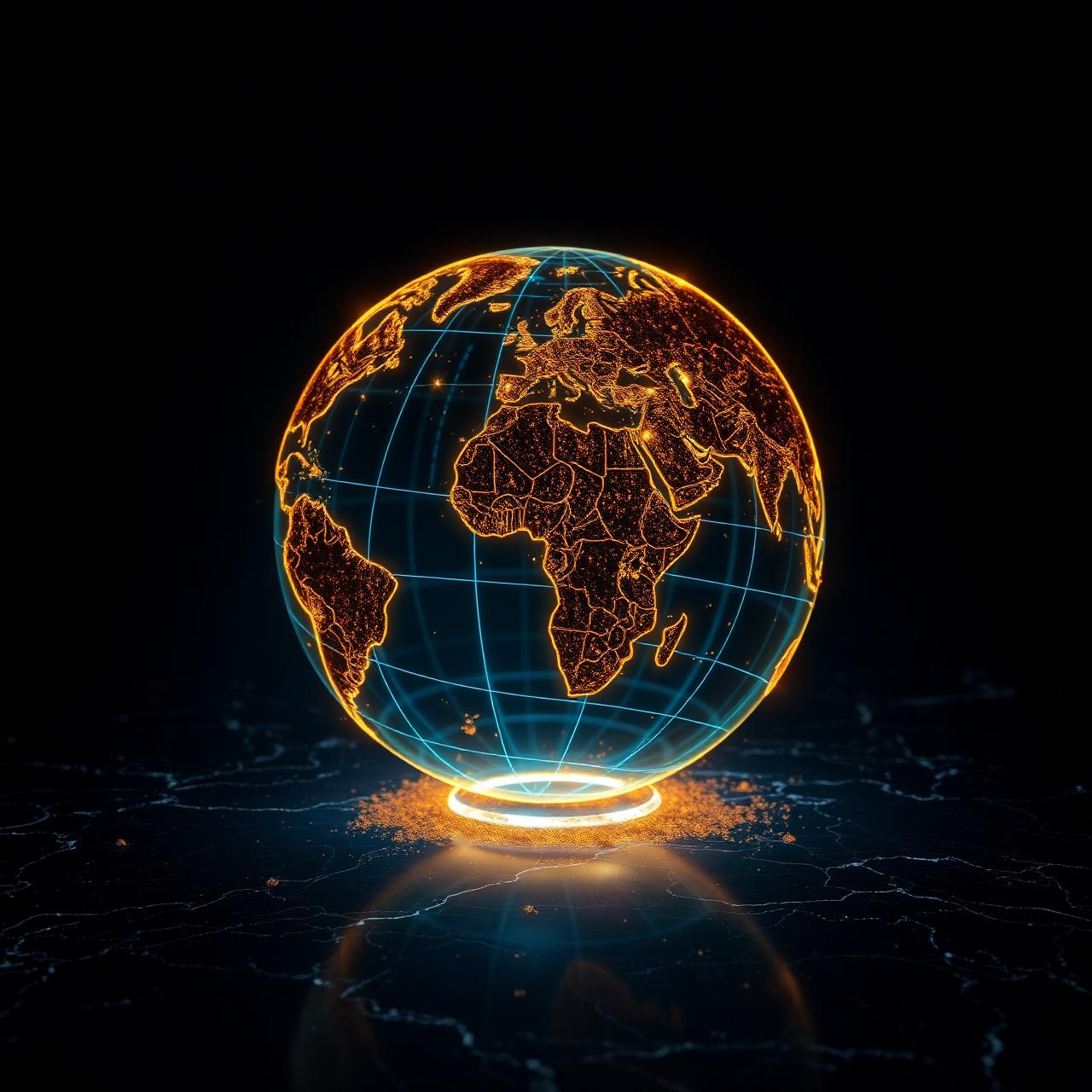 Holographic golden globe representing WinGates' global reach